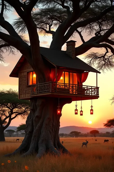 Tree house on baobab tree at africa