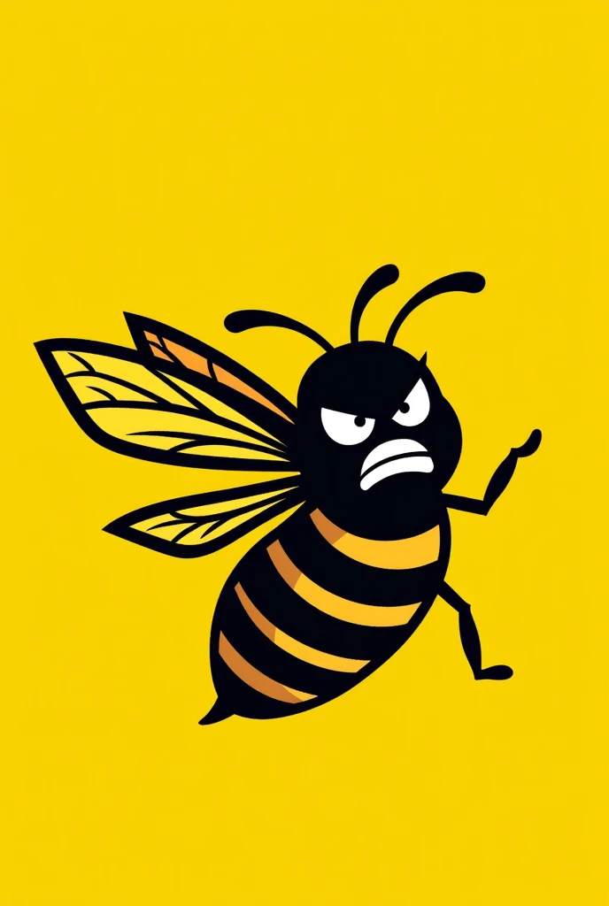 Angry bee drawing right side cartoon silhouette 