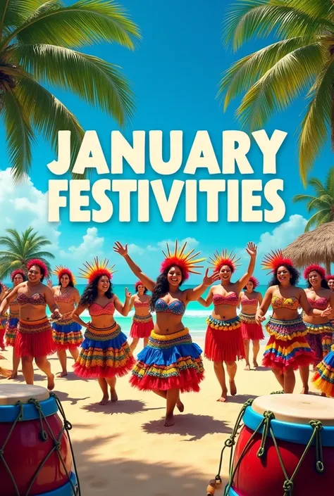 Create a poster for the month of January focused on the festivities of the Dominican Republic