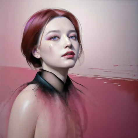 Android Beauty, Powerful paintings inspired by Francis Bacon, Ultra-realistic surrealism, Hyperrealism, fear, art, hyper real painting, Realistic illustration painting, カラフルなHyperrealism, Hyper-realistic digital art