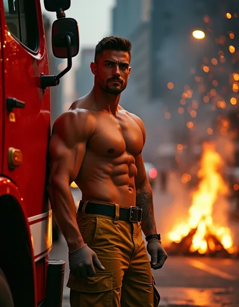 sexy firefighter, fire truck, thsu