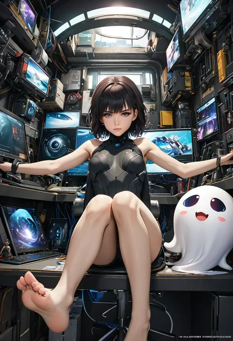 ((masterpiece, Highest quality, Best image quality, High resolution, Realistic, RAW Photos, 8k)), ((Highly detailed CG synthesis 8k wallpaper)), (((ghost in the Shell)))、(((Atsuko Tanaka and Motoko Kusanagi)))、A dream collaboration、Japanese、10 years old、Ta...