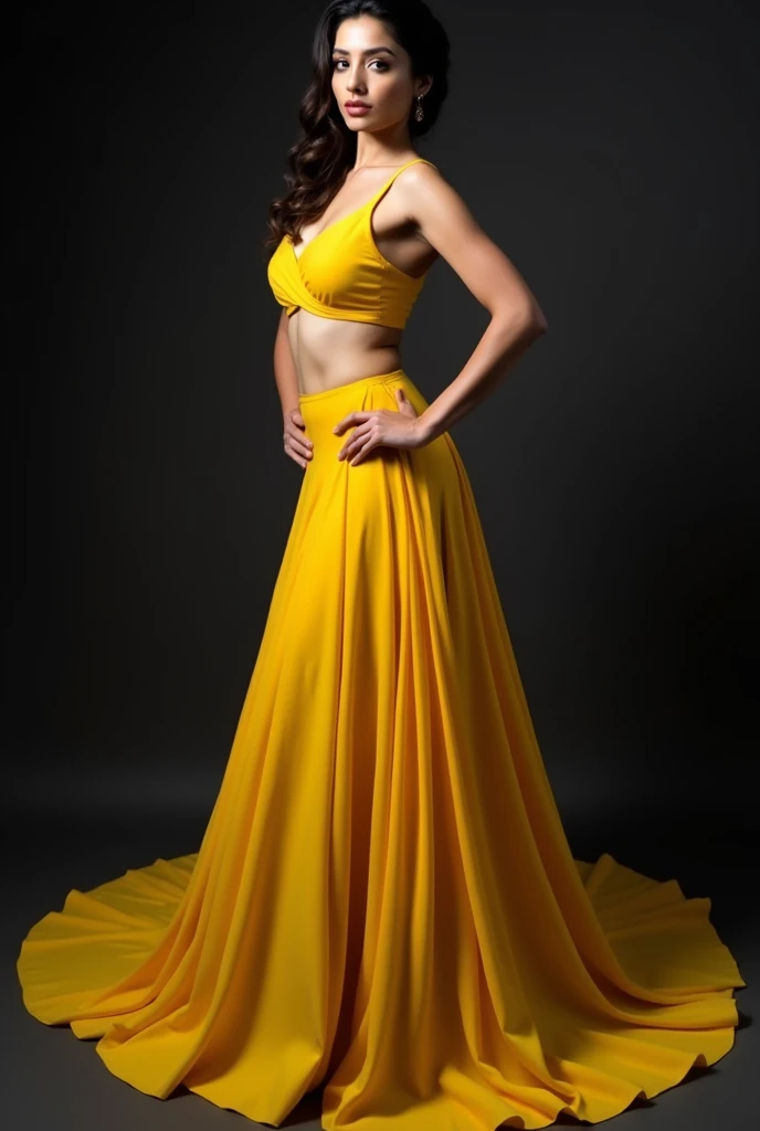 Tamanna bhatia in yellow lehangha,no sun light,without sun light, pale skin, no lose hair, pinned hair, realistic picture, noises, big tits , big boobs, big breast, hot pose, moaning, no light reflecting on body