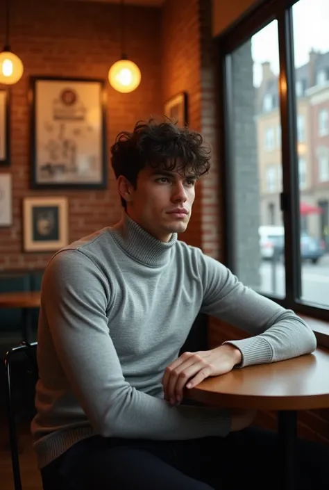 a guy in light gray turtleneck 