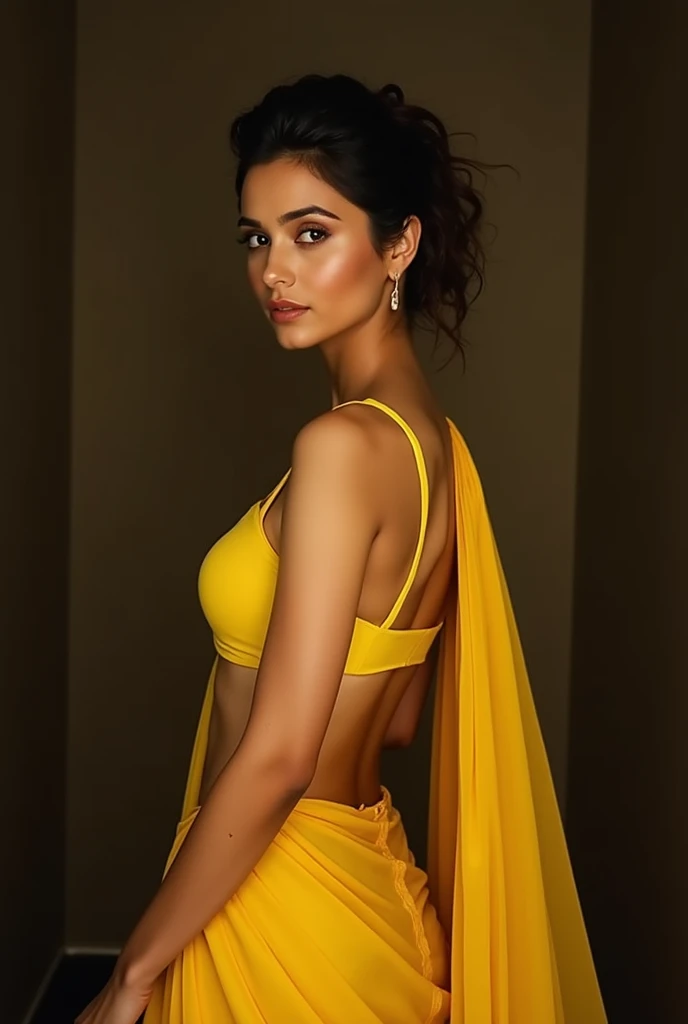 Tamanna bhatia in yellow lehangha,no sun light,without sun light, pale skin, no lose hair, pinned hair, realistic picture, noises, big tits , big boobs, big breast, hot pose, moaning, no light reflecting on body