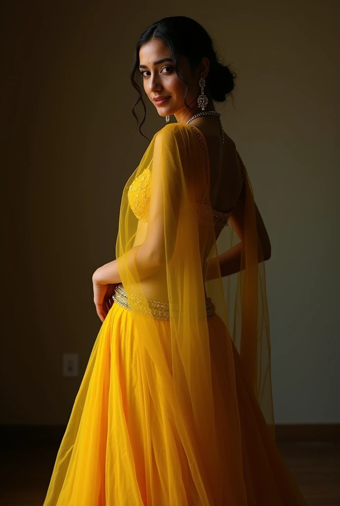 Tamanna bhatia in yellow lehangha,no sun light,without sun light, pale skin, no lose hair, pinned hair, realistic picture, noises, big tits , big boobs, big breast, hot pose, moaning, no light reflecting on body