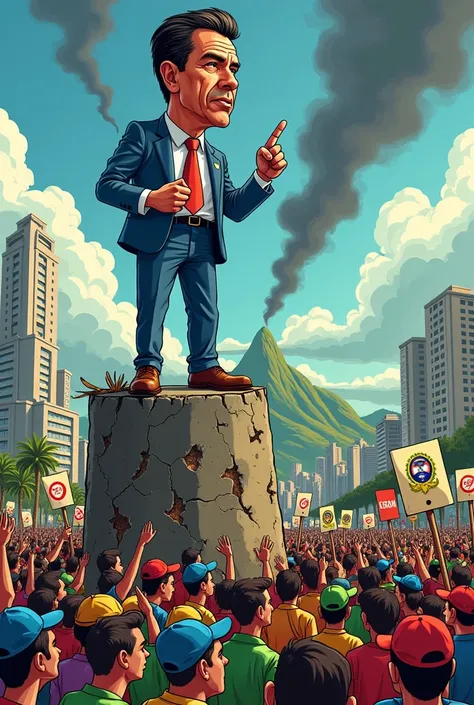 Make a cartoon that presents a political critique of the Brazilian government