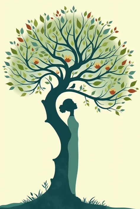 Make me a logo of a woman&#39;s profile silhouette with a tree
