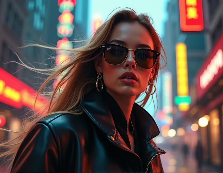 Wearing meta rayban black Glasses with dark brun lens, full body, by Alena Aenami, dcinemaric youtuber composition, cinematic dynamic action scene, vibrant colors, cinematic lighting, dramatic lighting, best quality, masterpiece, very aesthetic, perfect co...