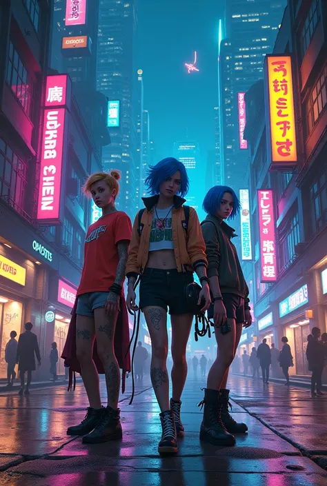 A poster showing the main characters of the cyberpunk series: edgerunners, High definition