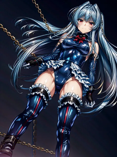 Perfect Anatomy, Highest quality, Rose,,Provocative attitude
(Inside a futuristic base:1.1)(Emotionless,Expressionless:1.4),Anime Style,(Frilled swimsuit, Knee socks, Removed sleeve), (Anime Style:1.4) ,(Three Girls:1.5),
Silver Hair,(White fingers:1.1,Bla...