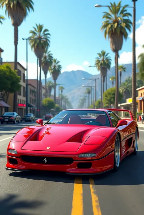 scale image for youtube front view and slightly side view of a Ferrari F50 parked on the gta san andreas map