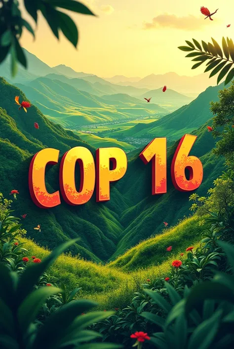 Poster for COP 16 in Valle del Cauca for digital platforms with COP 16 letters