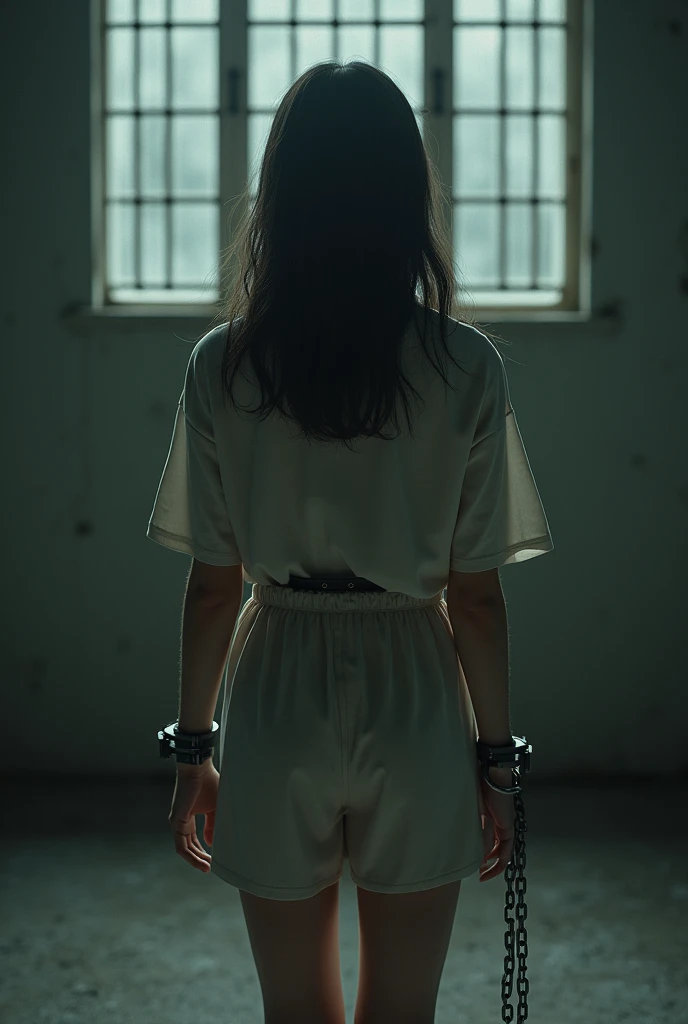 (RAWphotograph:1.4), (Photorealistic:1.3),(masterpiece), Highest quality, Highest quality, Highly detailed CG Unity 8k wallpaper, Detailed and sophisticated, original,High resolution,photograph，A high school girl held captive as a prisoner，女子高生は鉄格子で囲まれた薄暗い...