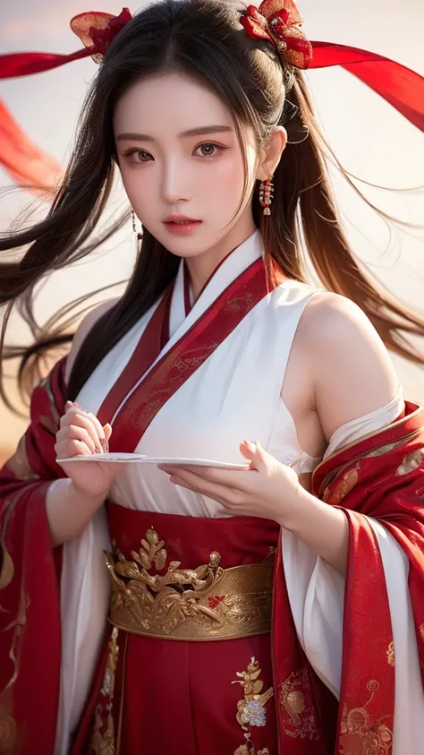 this masterpiece will blow your mind with its super detailed and intricate rendering of a girl in a hanfu dress, complete with d...