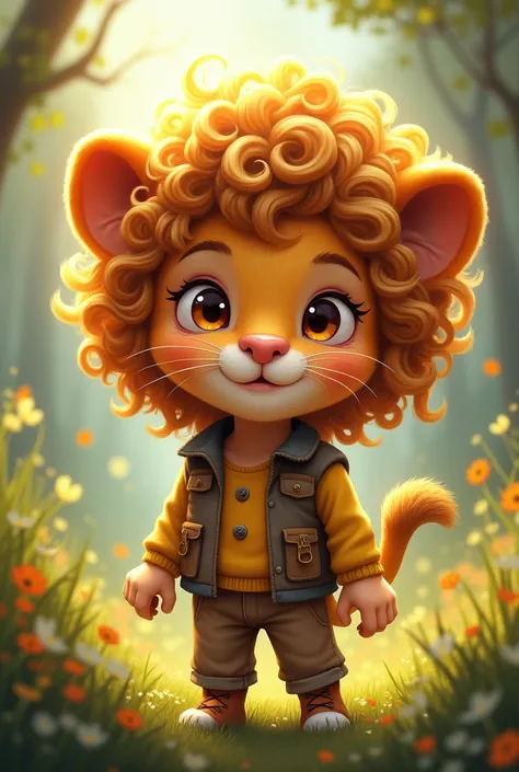 A cute boy with lion