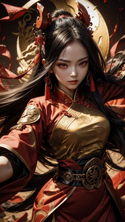 Red eyes, protective power, ancient Chinese outfit