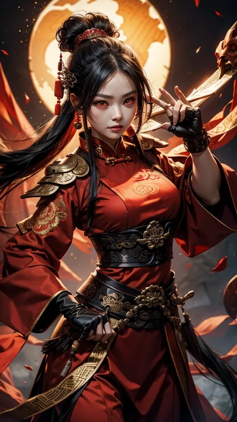 Red eyes, protective power, ancient Chinese outfit