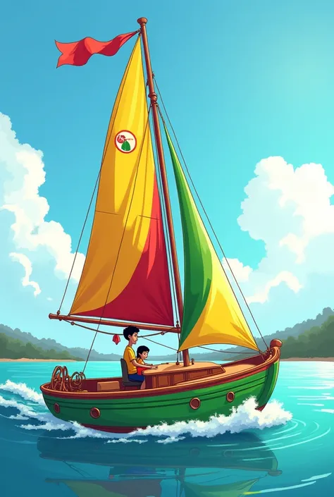 Mohun bagan Green maroon sailboat cartoon