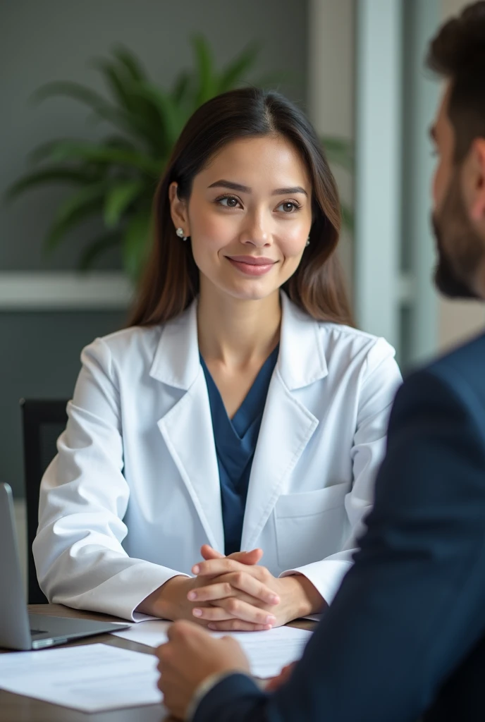 30 year old woman, female doctor in an interview 