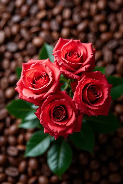 Image with coffee beans as a branded background "the roses"