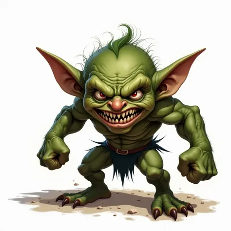 aggressive adult goblin drawn by akira toriyama, white background