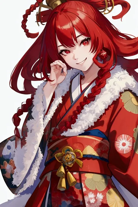 ((kimono)), (male: 1.3), dwarf, (Masterpiece, intense details: 1.5) full body, red cloak, red hair, long braided beard, hair strand, ((smile)), high detail, Realism, Action painting, depth of field, god rays, wide shot, panorama, Ultra-Wide Angle, uhd, sup...