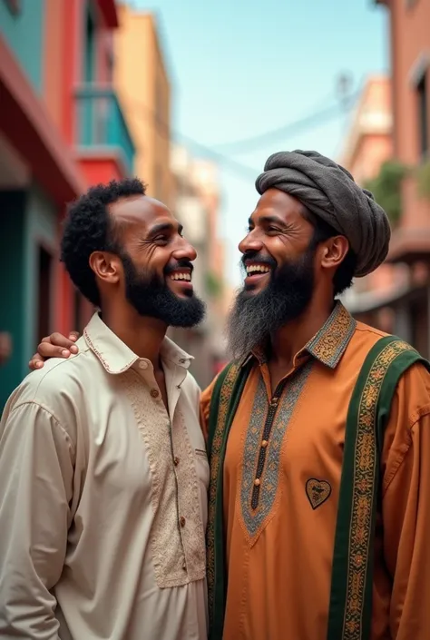 Happy somali man smiling with another man.