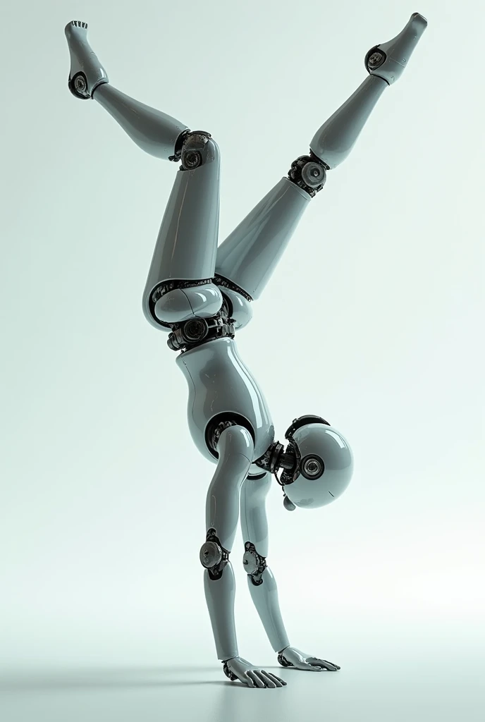 a female robot doing a backflip 