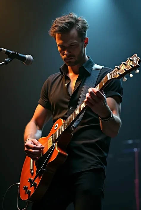 handsome man playing guitar