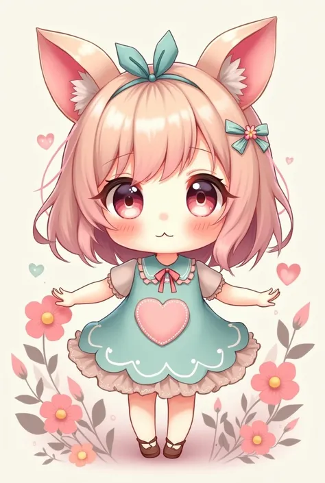 Cute unique  full body highly detailed pastel girl chibi