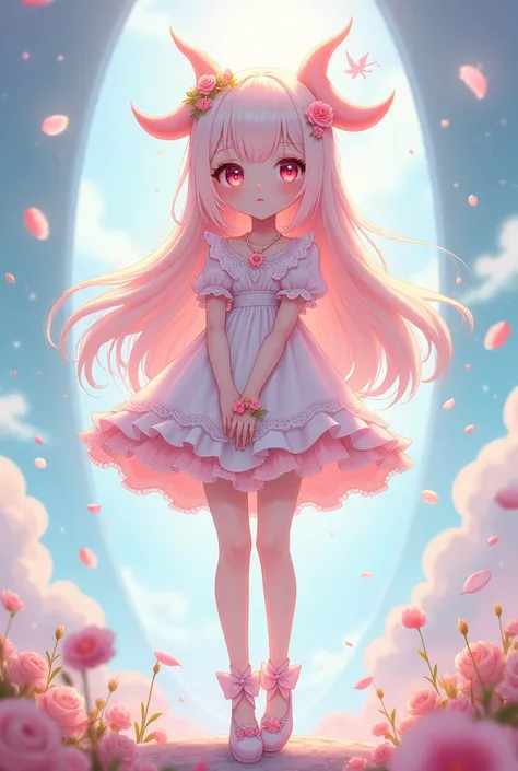 Cute unique  fantasy full body highly detailed pastel girl tall semi chibi anime style 