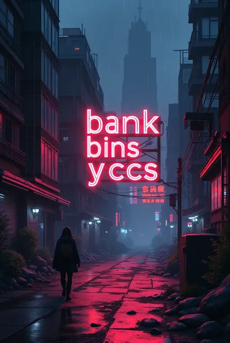 Generate the letters "bank bins y ccs" with an anime background like Tokyo Gohul, it&#39;s important to put the letters 