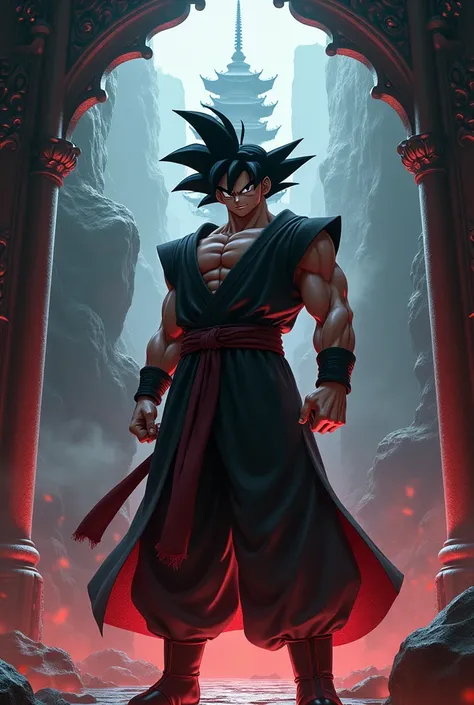 Goku black in the pagoda.