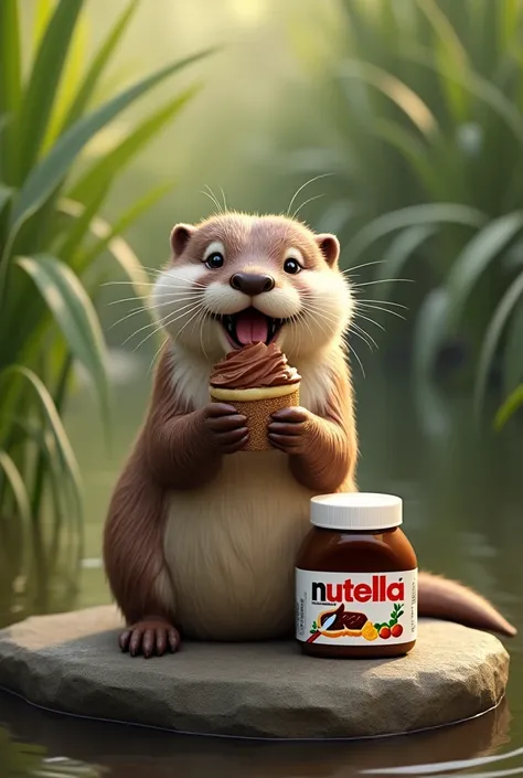 Otter eating nutella
