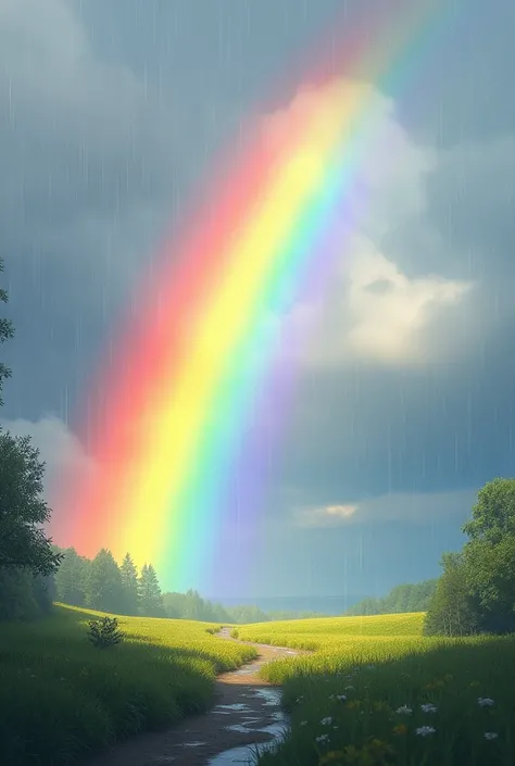 Each day after rain would fall,
Rainbow stretched its colors tall.
