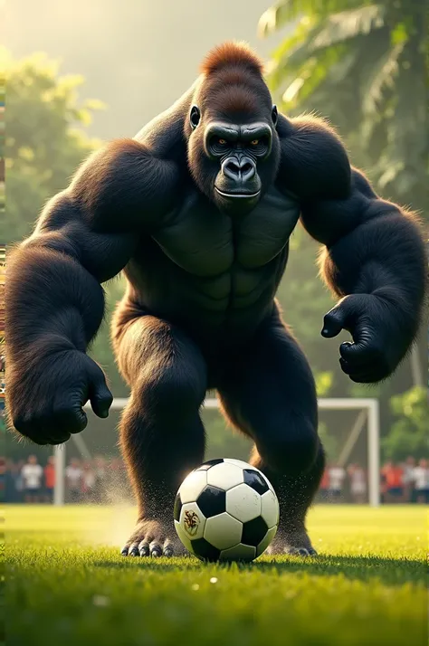 Gorilla playing soccer 