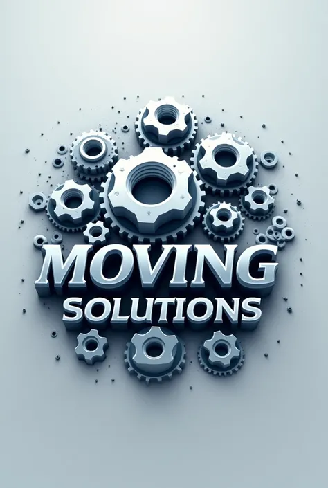 Make me a logo for a mechanical engineering company called: moving solutions with nuts, washers and below it says moving solutions with the letters in Spanish 