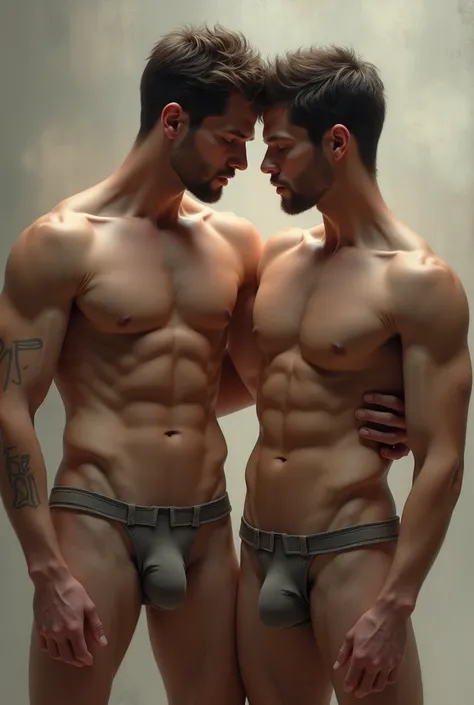 Two neked hot man with big chest and panis
