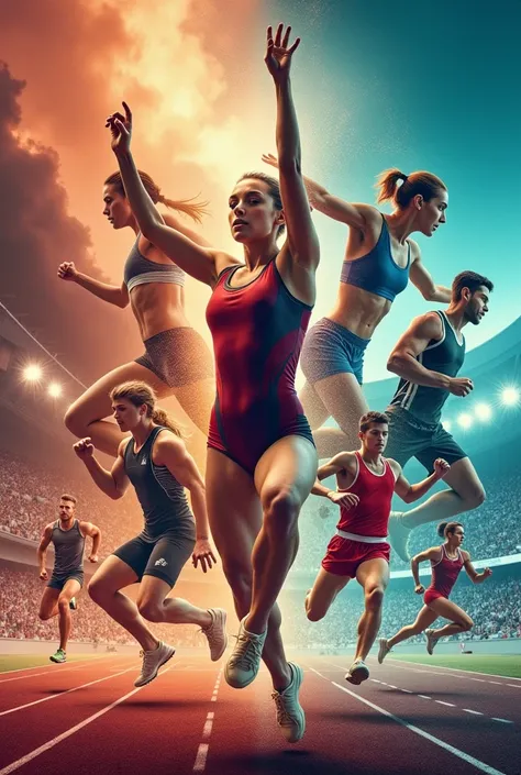 I would like to create a photo with gymnastics images , track and field, fighting and other sports all together in one photo