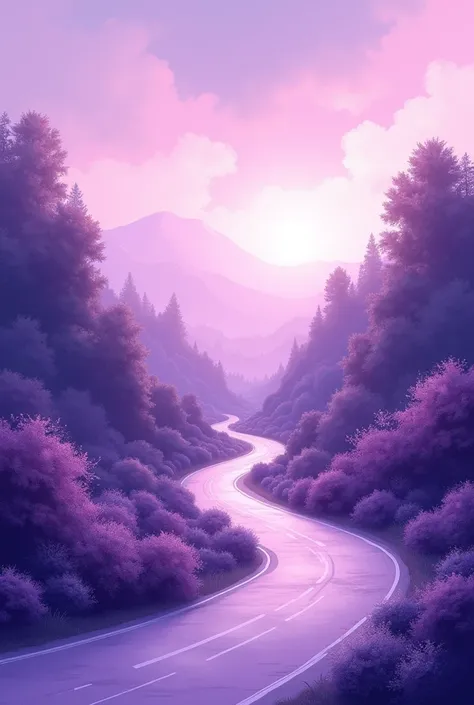 Create an illustration in purple and lilac tones of a road with a route for me to write on this illustration " Today is a great day to remember how far you&#39;ve come"