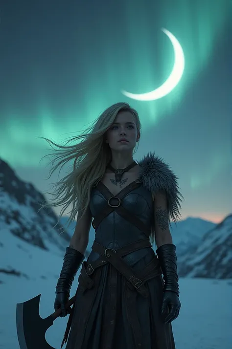 Viking Girl Under the Crescent Moon