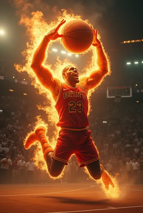 Create a flaming shrimp by dunking a basketball on LeBron James 

