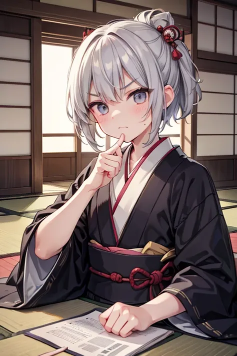 In the summer daytime, in a Japanese-style room,detailed background,beautiful backgroundBREAK he is sitting tatami,
BREAK
A old male,Short Hair,beard,Gray Hair,grandfather,male,kimono
BREAK he folds his arms, with wrinkles between his brows. angry face,An ...