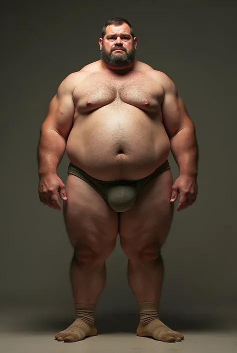 Fat and muscular father, thick thight, sweaty in underwear and stinking socks 