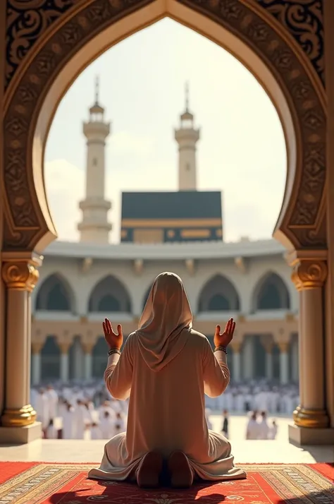 A Muslim prayer in front of makkah 