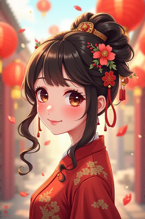 Chinese New Year Hairstyle Anime Girl