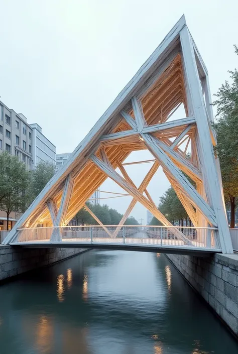 Create a modern bridge structure out of popsicle sticks 
