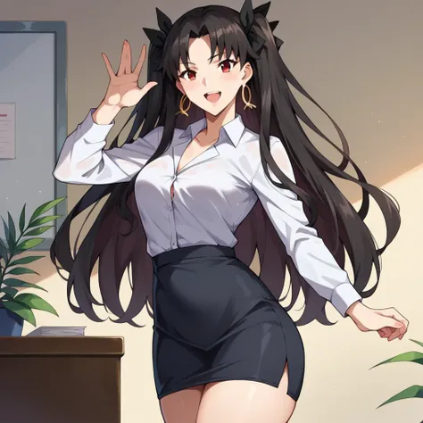 score_9, score_8_up, score_7_up, score_6_up break source_anime, ishtar, long hair, black hair, ribbon, hair ribbon, two side up,...