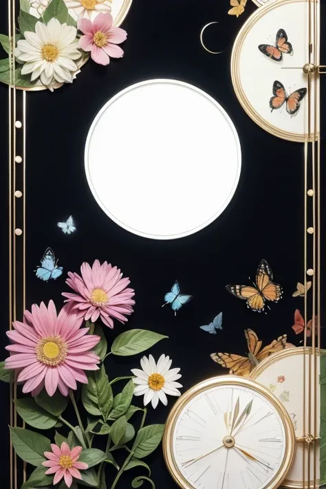 Image with white circle in the middle with butterflies for diary cover